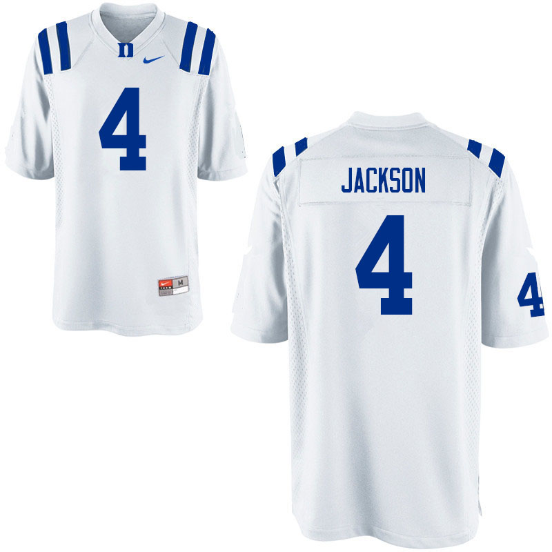 Men #4 Deon Jackson Duke Blue Devils College Football Jerseys Sale-White